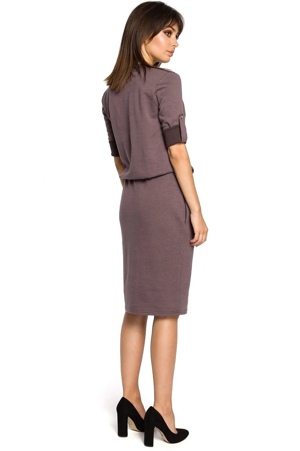 Robe rouge en jersey chic et élégante avec col en V pour femme moderne fashion