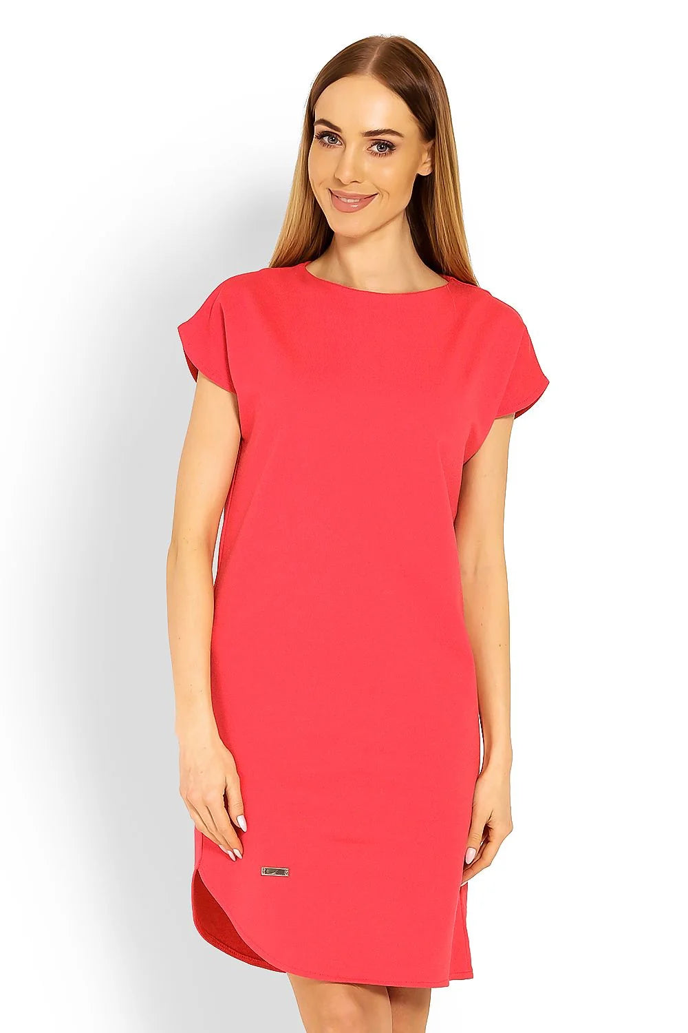 Robe t-shirt en coton taupe clair confort décontracté manches courtes col rond style quotidien