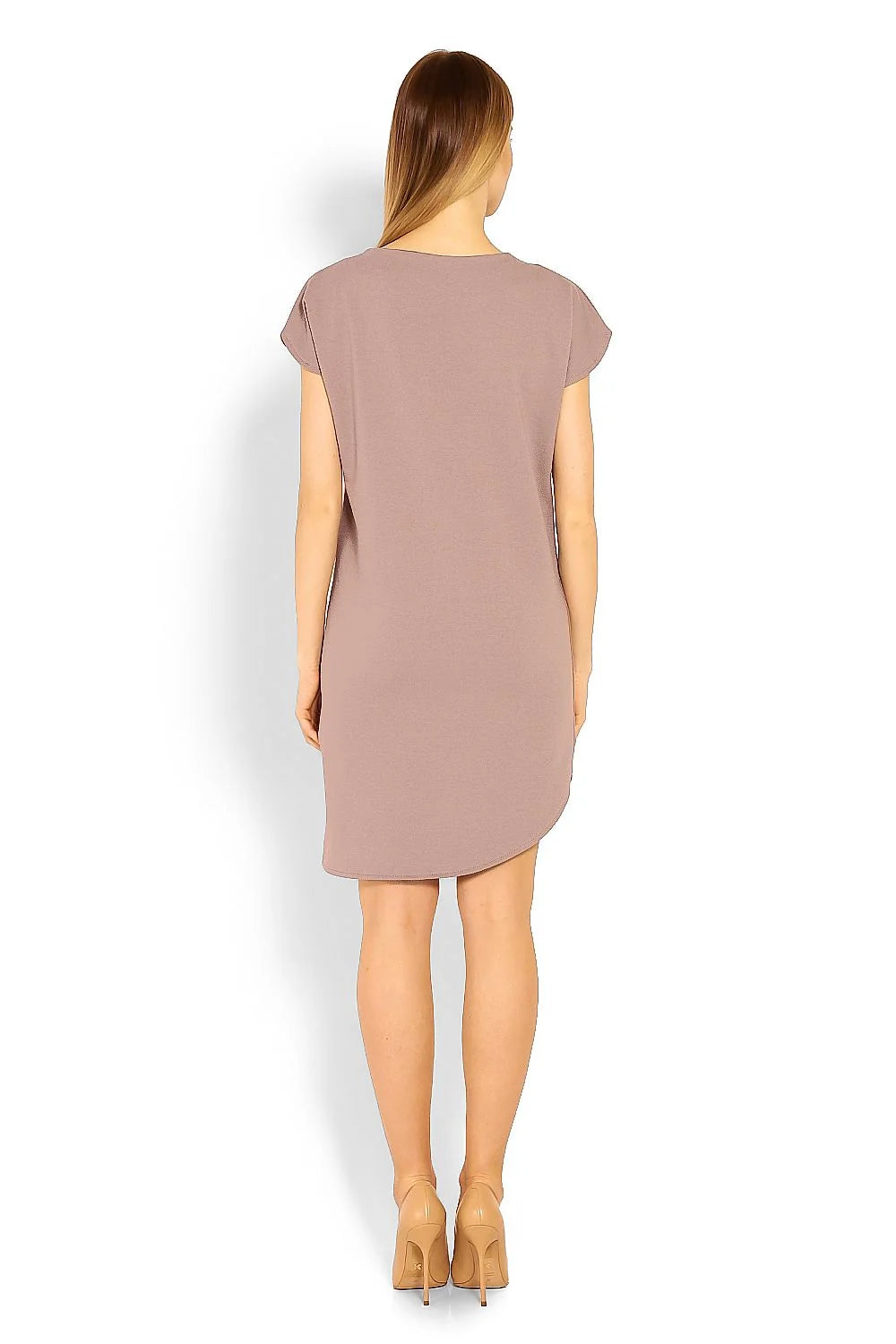 Robe t-shirt en coton taupe clair confort décontracté manches courtes col rond style quotidien