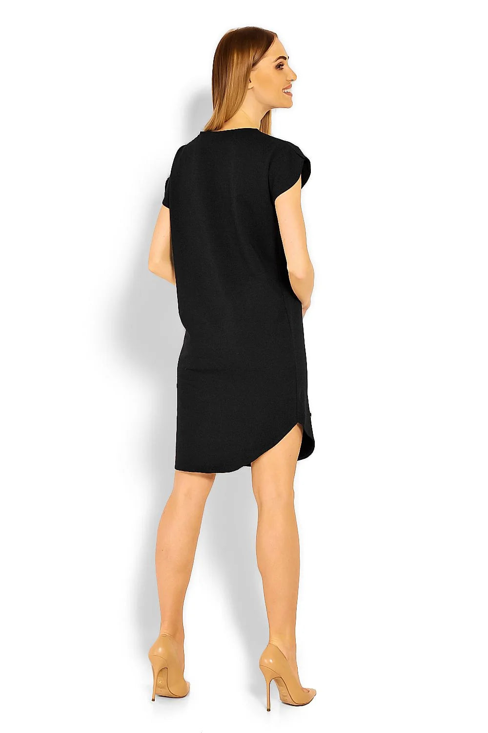 Robe t-shirt en coton taupe clair confort décontracté manches courtes col rond style quotidien