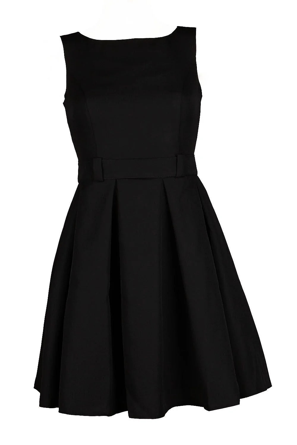 Robe trapèze noire Figl en polyester élégant classique pour soirées avec ceinture et jupe plissée