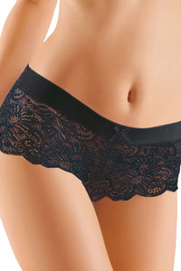 Shorty dentelle noire sexy élégant avec motifs floraux brodés pour sublimer vos courbes féminines