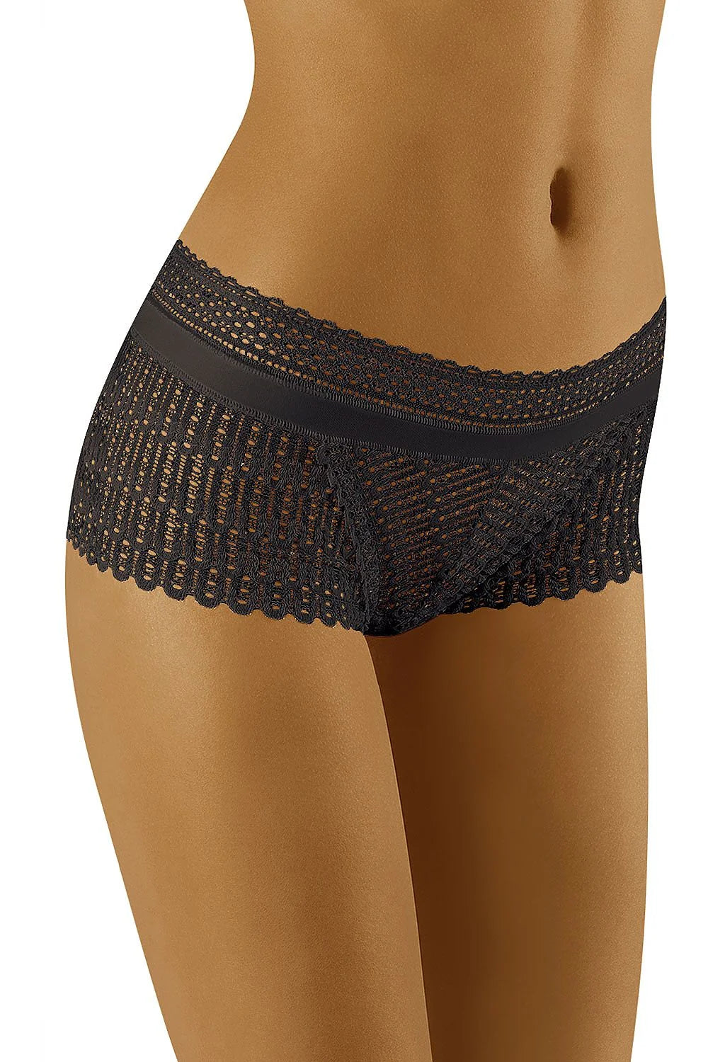 Shorty dentelle romantique blanc transparent avec broderies élégantes pour sublimer vos courbes sensuelles féminines