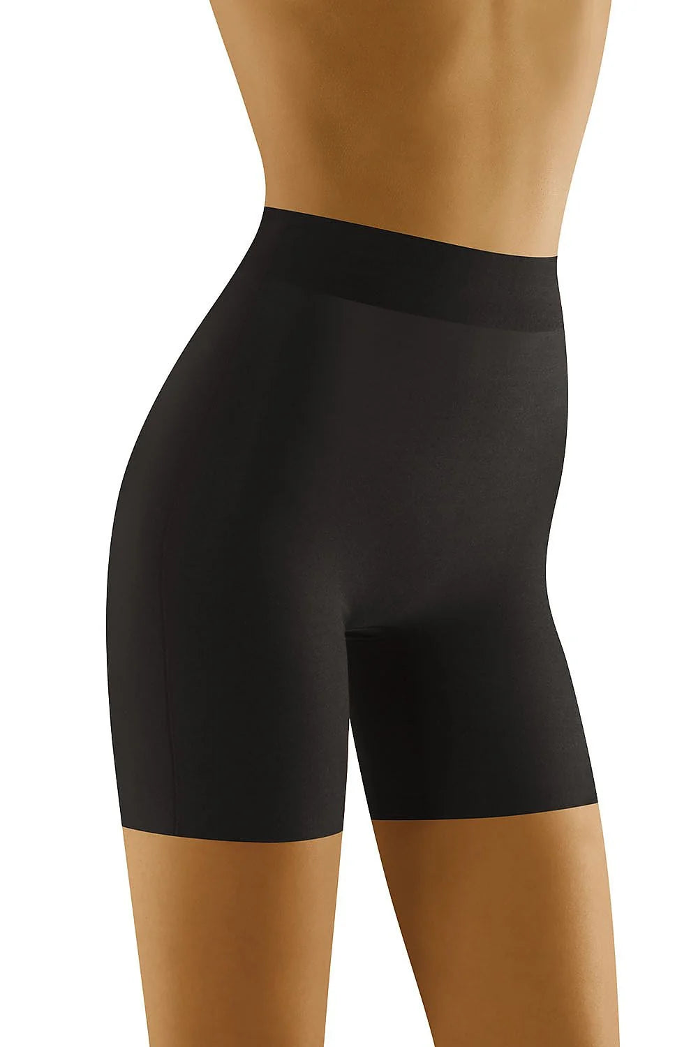 Shorty gainant microfibre noir invisible confortable et sculptant taille haute pour silhouette affinée élégante