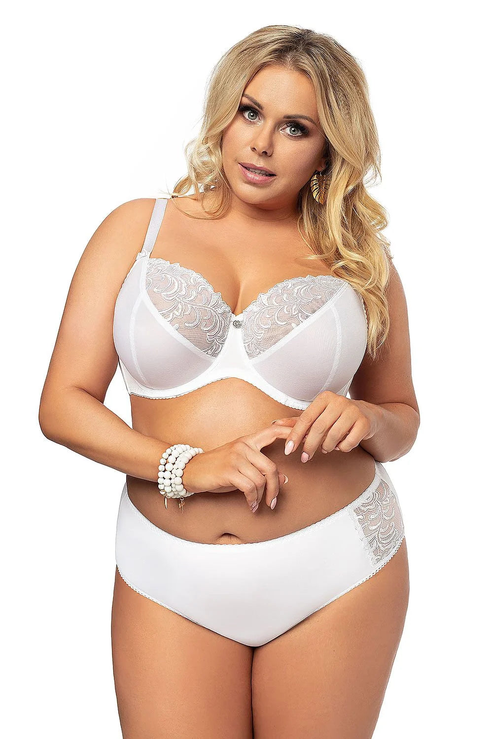 Soutien-gorge balconnet dentelle romantique blanc élégant pour femmes avec armatures et bretelles ajustables