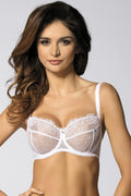 Soutien-gorge dentelle romantique blanc élégant coupe balconnet confort broderie motifs floraux sophistiquée sexy