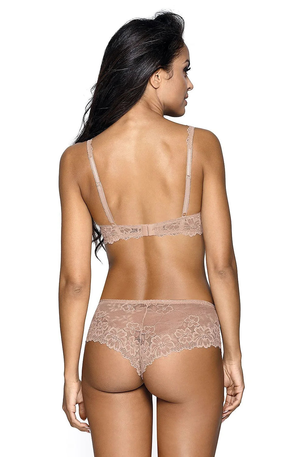 Soutien-gorge en dentelle florale nude élégant et confortable, style romantique pour femmes modernes recherchant raffinement