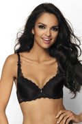 Soutien-gorge push-up noir satin dentelle romantique sexy luxe maintien optimal silhouette féminine élégante