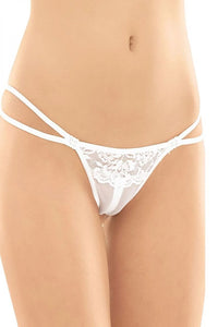 String blanc dentelle florale moderne échancré sexy transparence féminine bandes latérales lingerie élégante SoftLine Collection