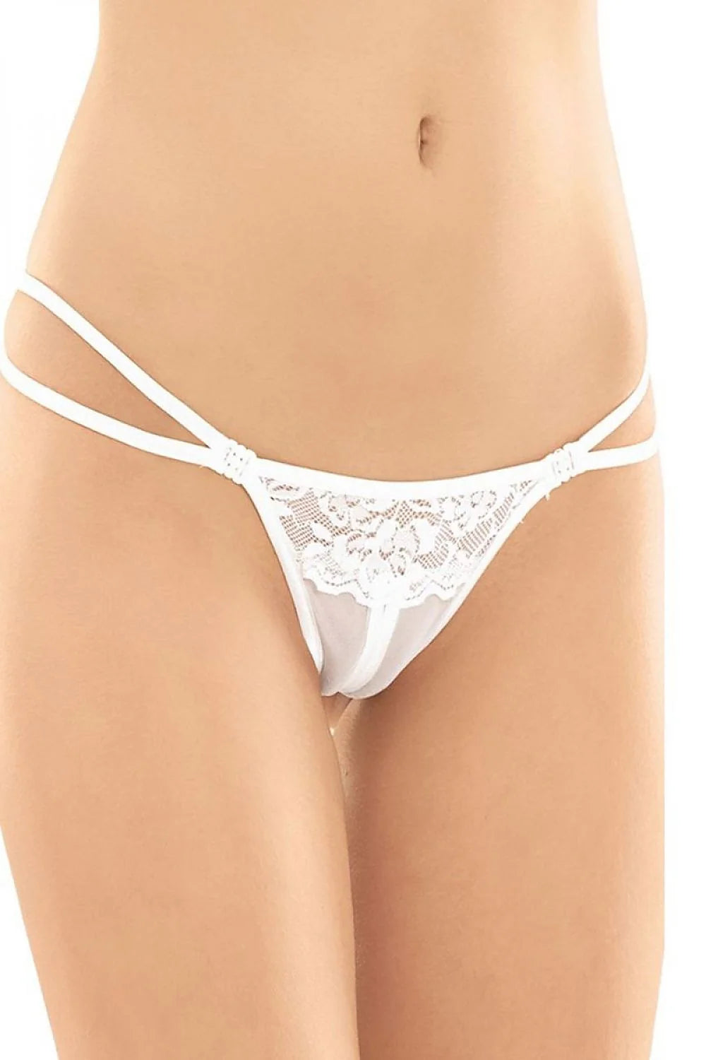 String blanc dentelle florale moderne échancré sexy transparence féminine bandes latérales lingerie élégante SoftLine Collection