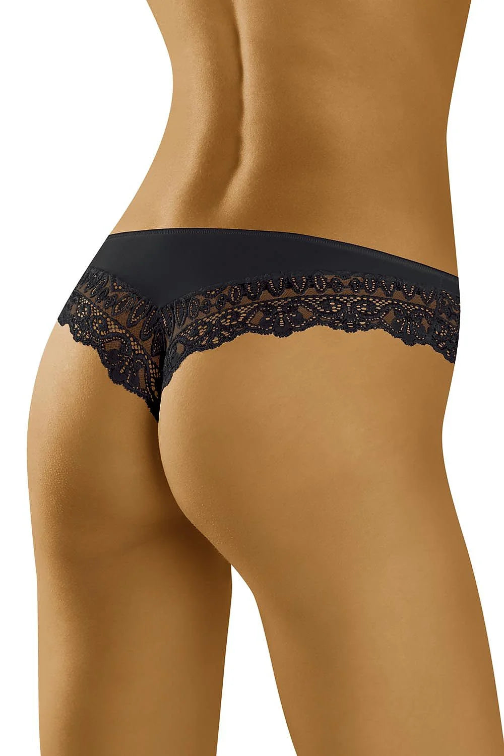 Strings en dentelle noire sexy et élégante pour une allure glamour et féminine assurée