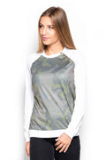 Sweat-shirt coton décontracté camouflage vert style sportif pour femmes tendance et confortable manches longues