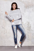 Sweat-shirt coton décontracté moderne col large confortable pour un look urbain et tendance