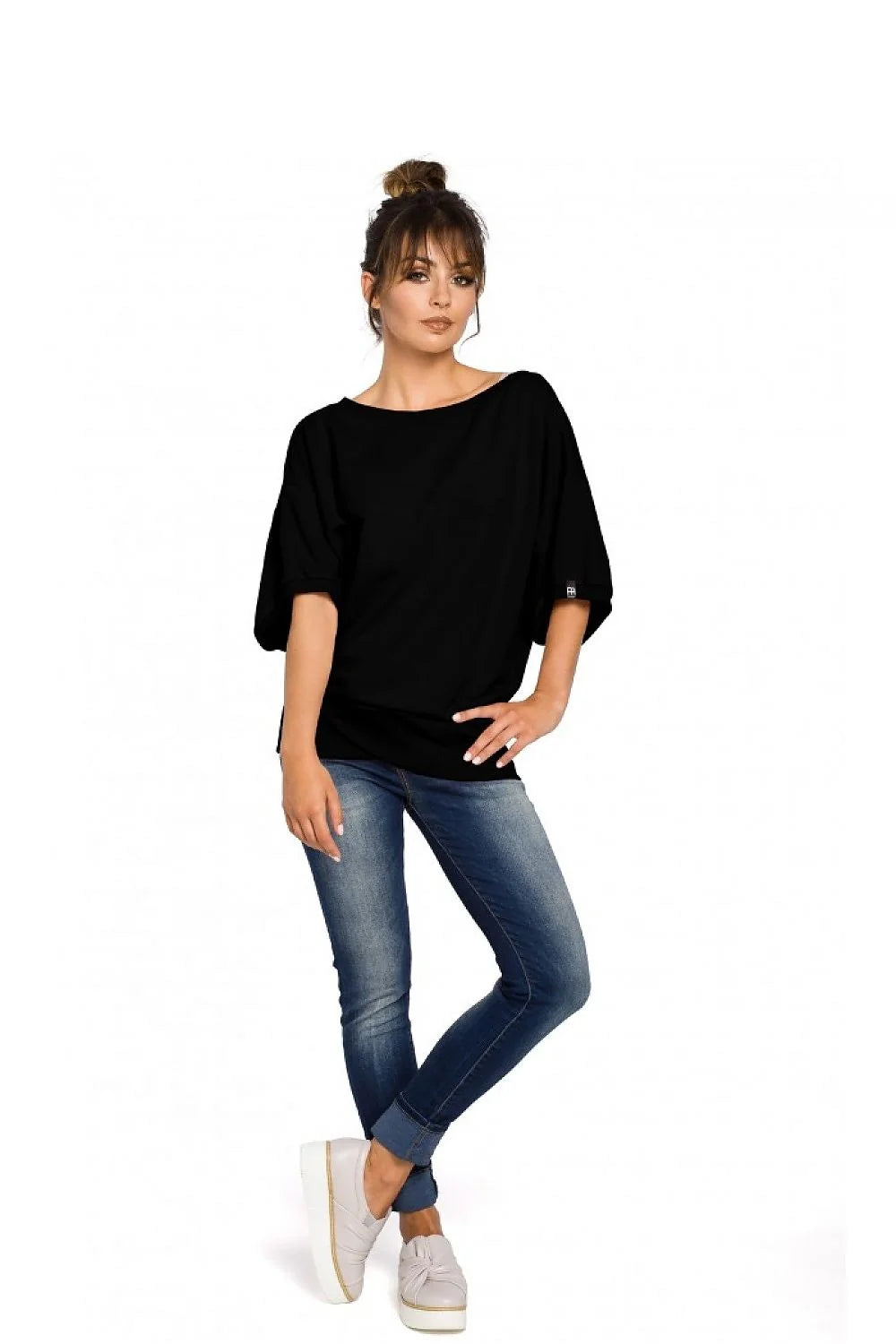 Sweat-shirt coton gris décontracté élégant coupe ample col bateau mode casual confortable femmes
