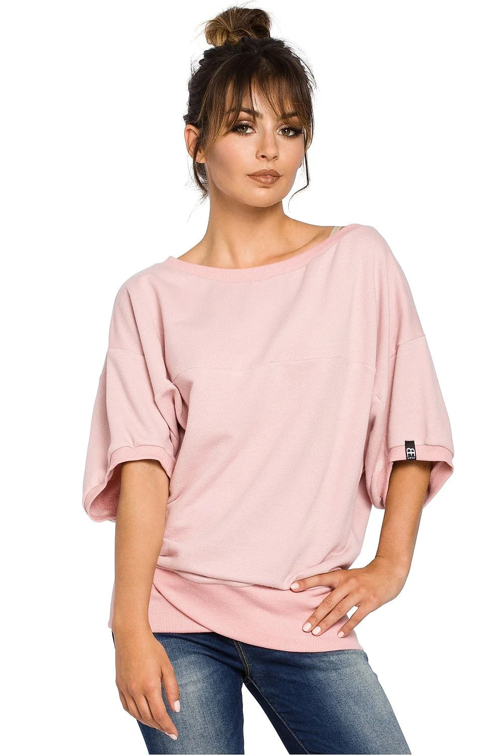 Sweat-shirt coton gris décontracté élégant coupe ample col bateau mode casual confortable femmes