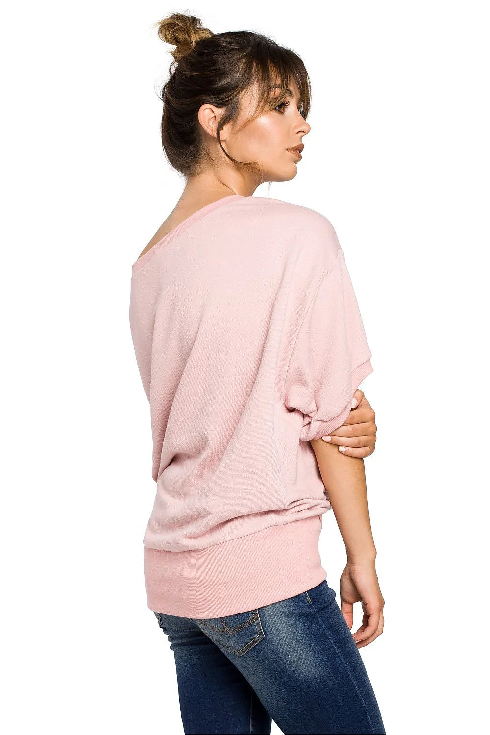Sweat-shirt coton gris décontracté élégant coupe ample col bateau mode casual confortable femmes