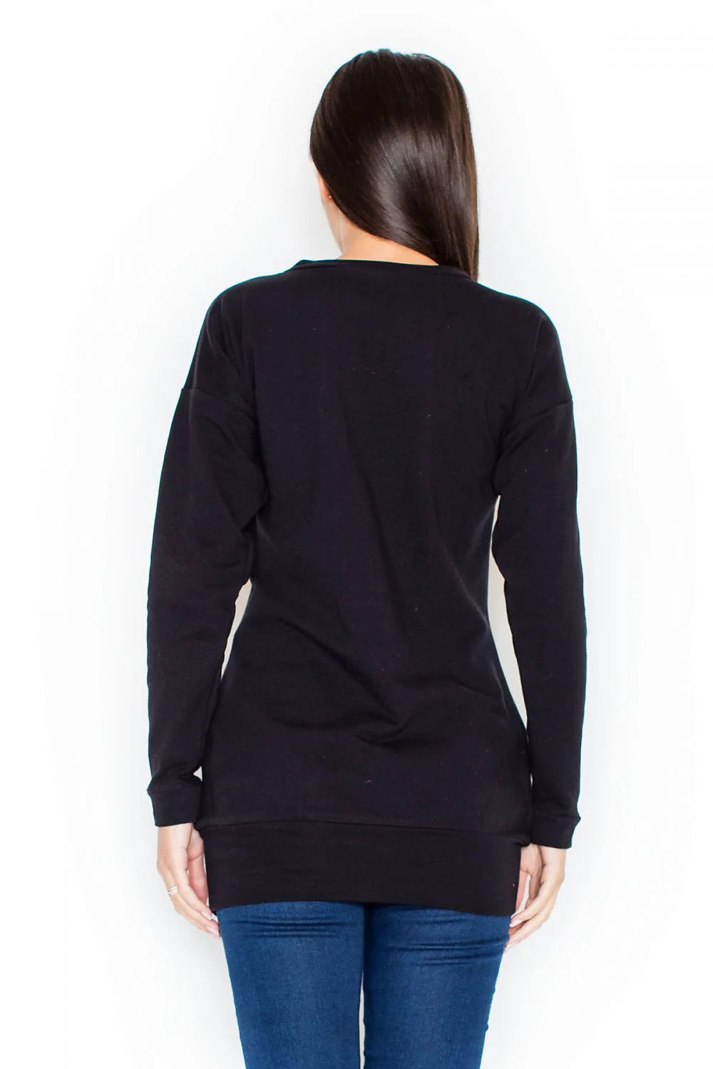 Sweatshirt coton décontracté rose vif manches longues Jean slim look confort moderne féminin casual