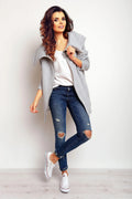 Sweatshirt en coton gris à capuche oversize pour un style décontracté et moderne quotidien