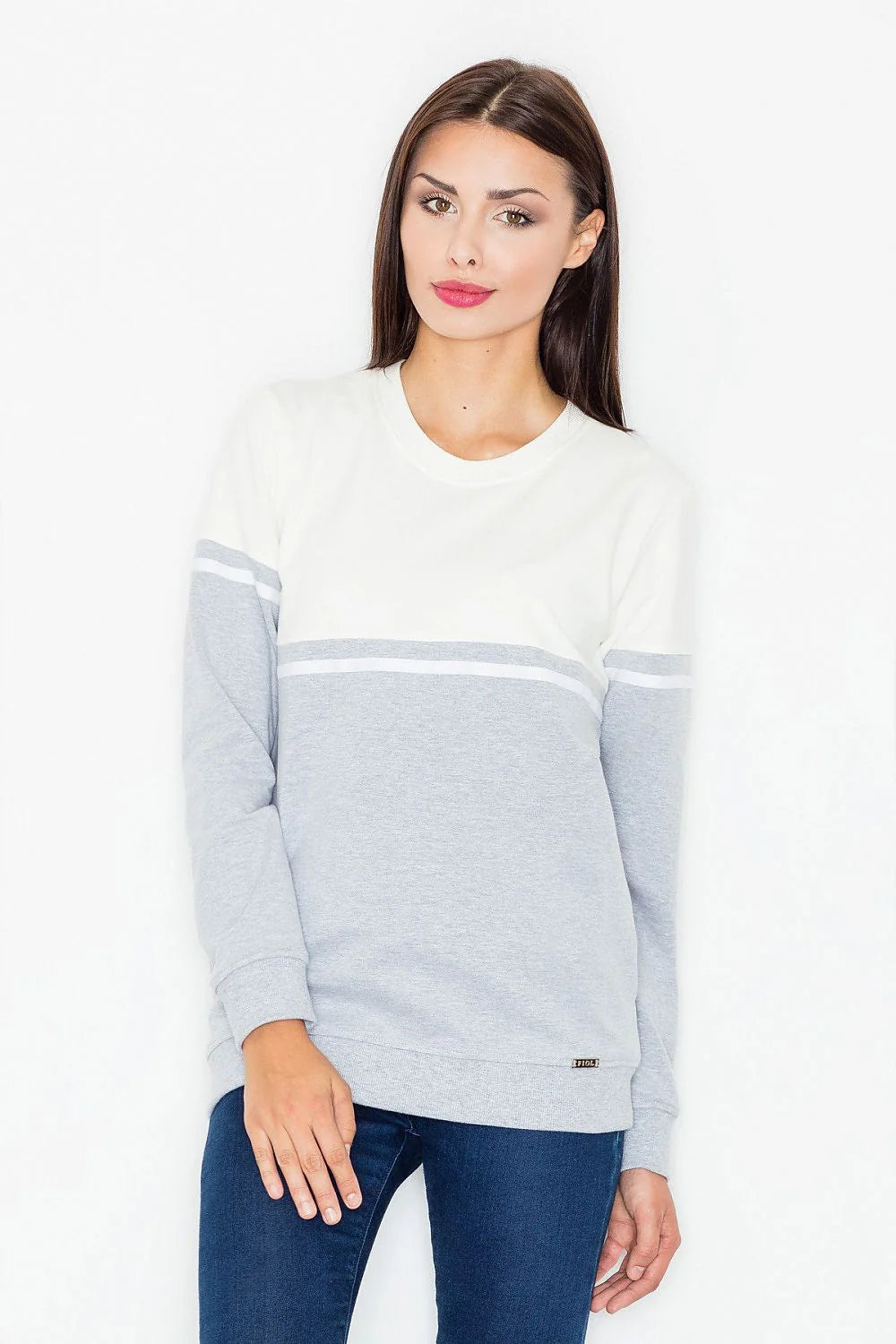 Sweatshirt en coton pour femme décontracté chic confortable à bandes blanches usage quotidien style casual