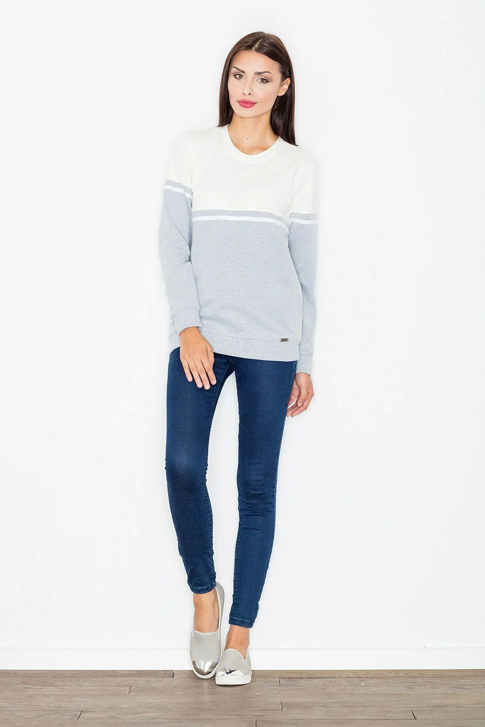 Sweatshirt en coton pour femme décontracté chic confortable à bandes blanches usage quotidien style casual