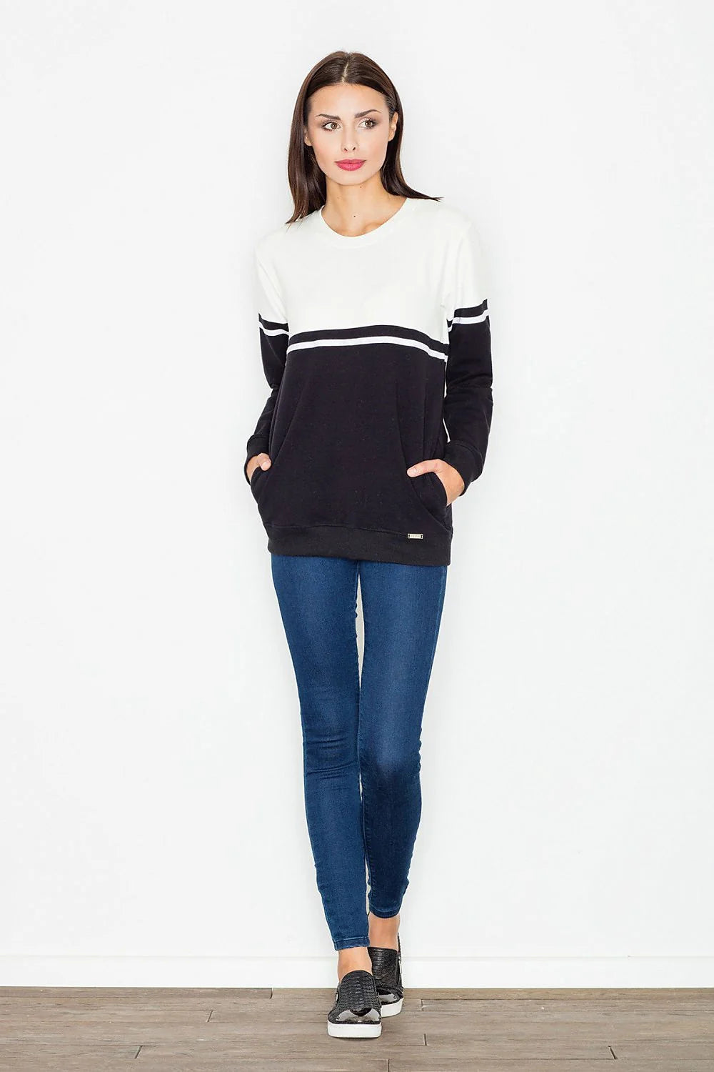 Sweatshirt en coton pour femme décontracté chic confortable à bandes blanches usage quotidien style casual