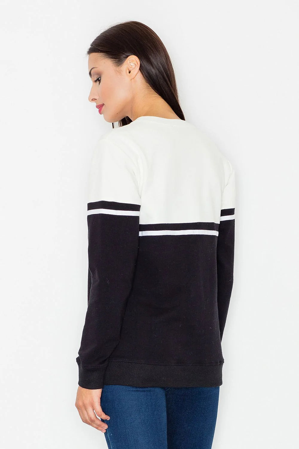 Sweatshirt en coton pour femme décontracté chic confortable à bandes blanches usage quotidien style casual