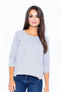 Sweatshirt Figl en coton gris clair avec manches longues zippées pour style confortable féminin casual
