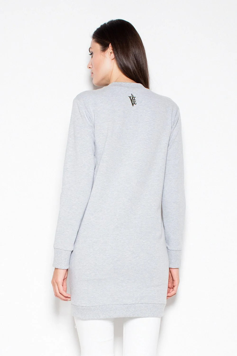 Sweatshirt gris coton confort décontracté imprimé tendance manches longues col rond pour style casual chic