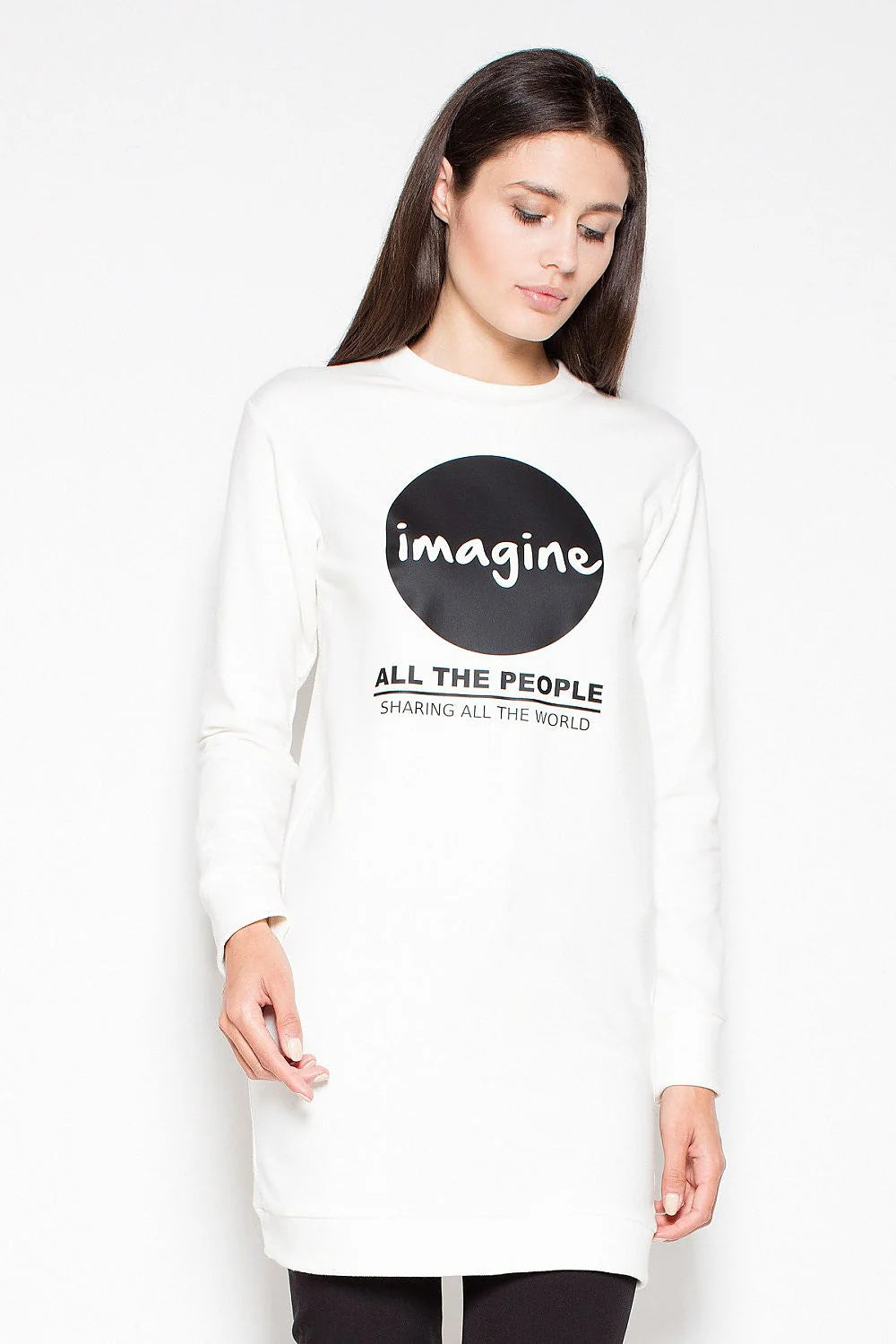 Sweatshirt gris coton confort décontracté imprimé tendance manches longues col rond pour style casual chic