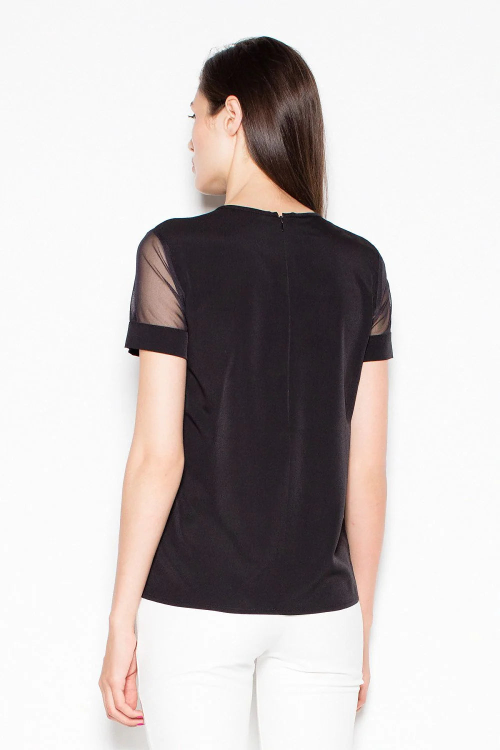 T-shirt blanc moderne en tissu transparent ajusté, style décontracté-chic avec bandes élégantes épaules