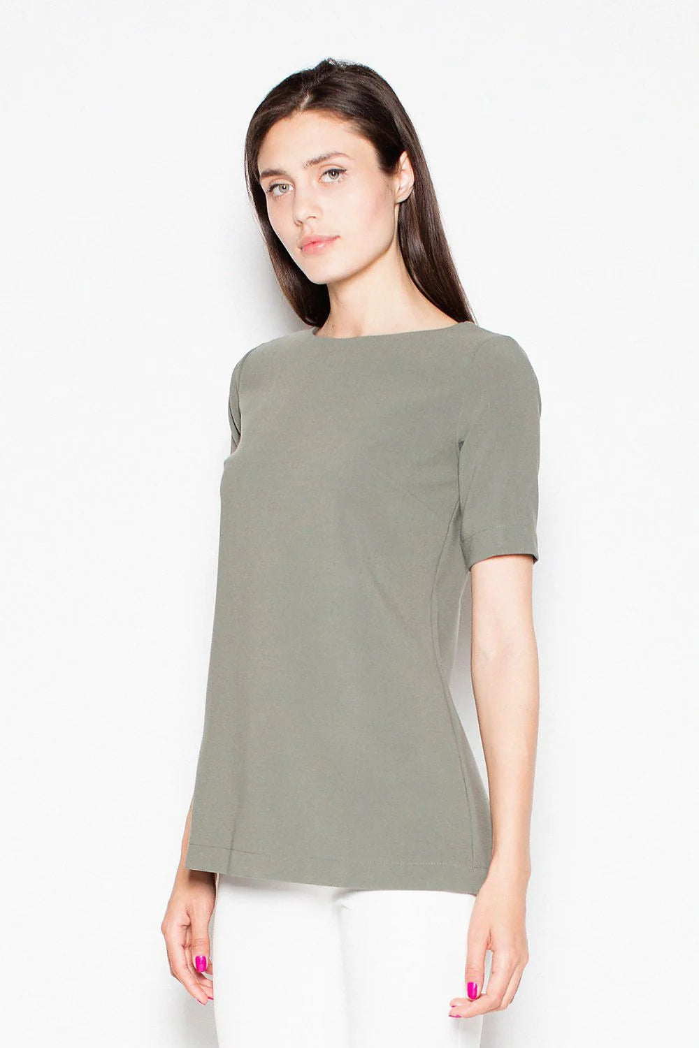 T-shirt coton kaki décontracté manches courtes col rond basique élégant pour toutes occasions