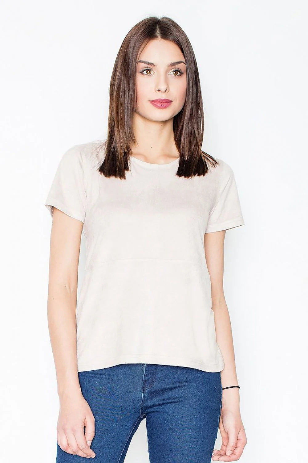 T-shirt noir velours suédine décontracté moderne manches courtes col rond femme mode élégante et confortable