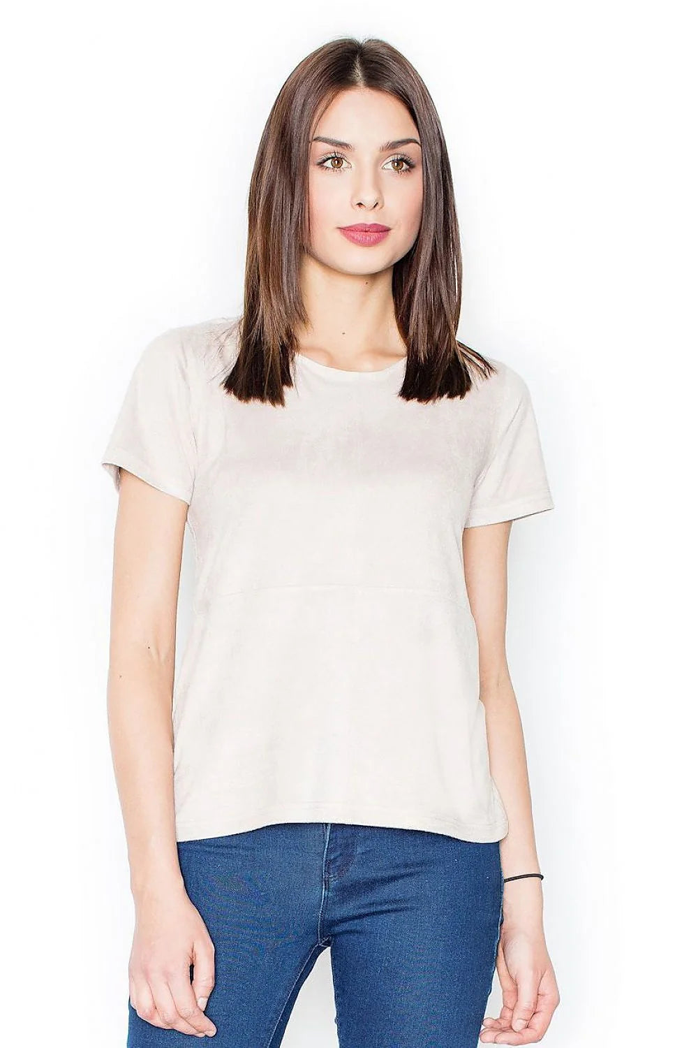 T-shirt noir velours suédine décontracté moderne manches courtes col rond femme mode élégante et confortable