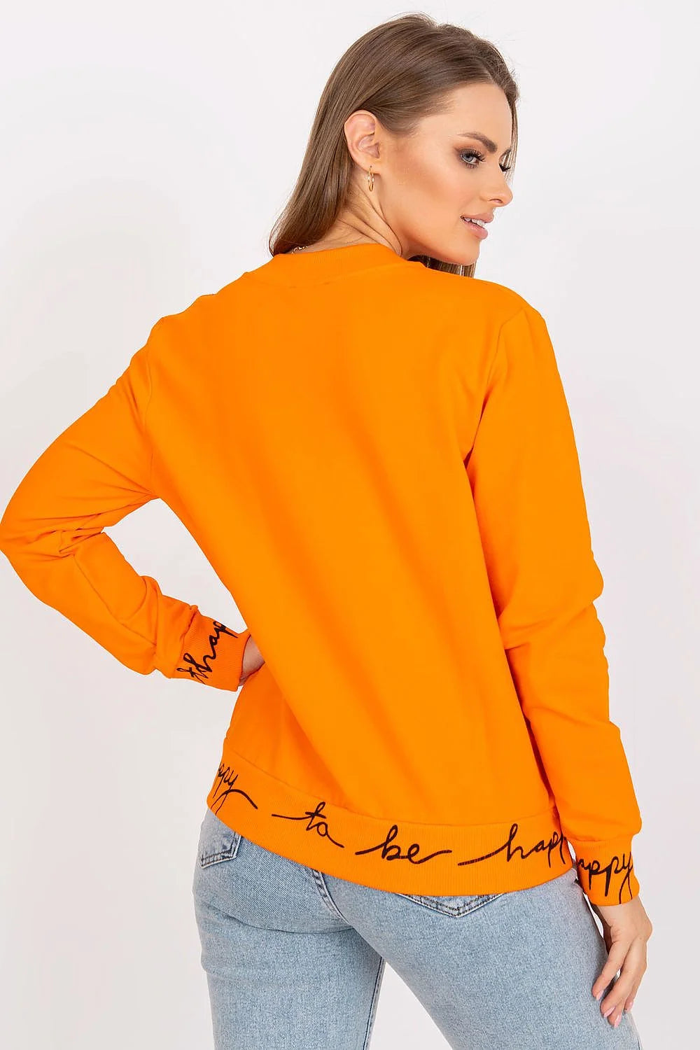 Sweatshirt femme décontracté moderne manches longues vert foncé coton élasthanne ceinture écriture happy tailles S/M L/XL