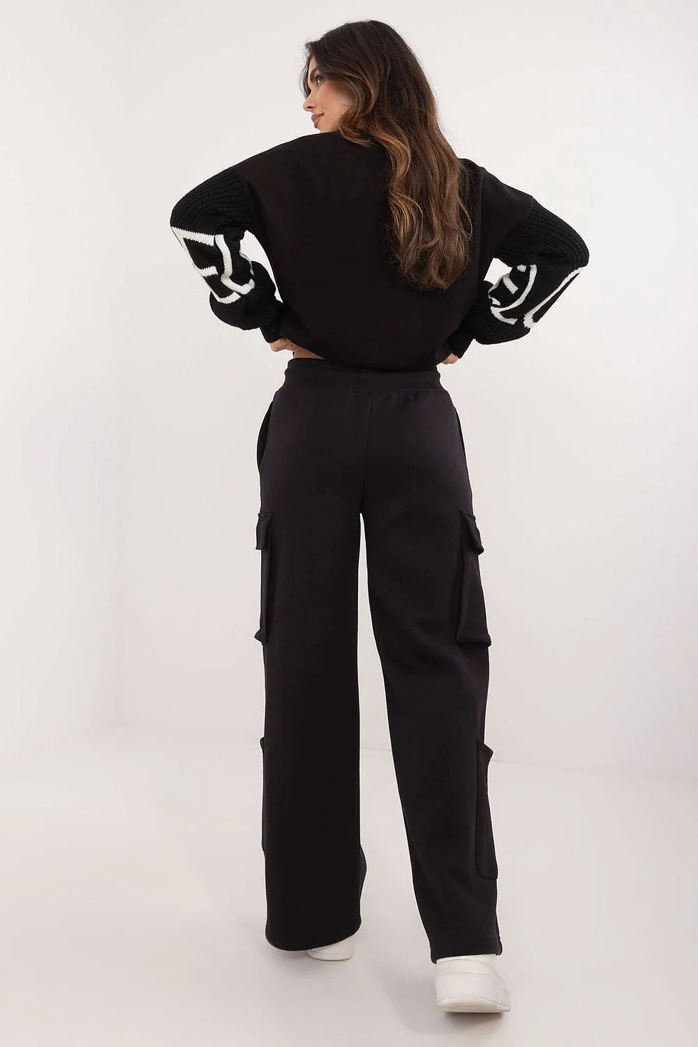 Outfit Casual Élégant Femme Set Sweatshirt Cargo Pants Jambes larges Coupe ample Confort Style Moderne Épuré Équipement de Sport