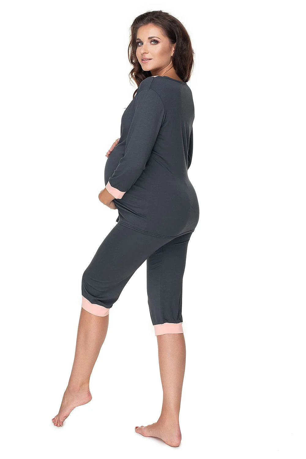 Pyjama de maternité en viscose, élégant et confortable, manches longues, idéal futures mamans élégantes nuit