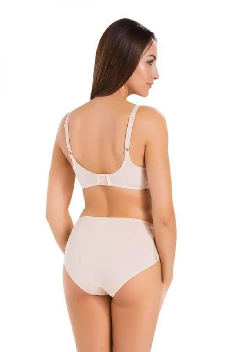 Soutien-gorge allaitement Teyli beige nude dentelle florale coton lycra bretelles rembourrées culotte taille haute dentelle panneaux latéraux lingerie féminine