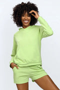 Ensemble DKaren sweatshirt capuche short femme matière haute qualité style décontracté couleur vert clair