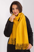 Écharpe pour femme jaune vif style classique franges en laine ou acrylique doux longueur 196 cm hiver