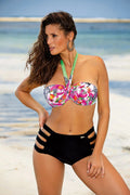 Maillot de bain deux pièces tissu italien floral tropical moderne pour femmes plage et piscine