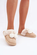 Chaussons pour femmes confort style ouvert design cosy couleur beige fourrure doublure anti-dérapant