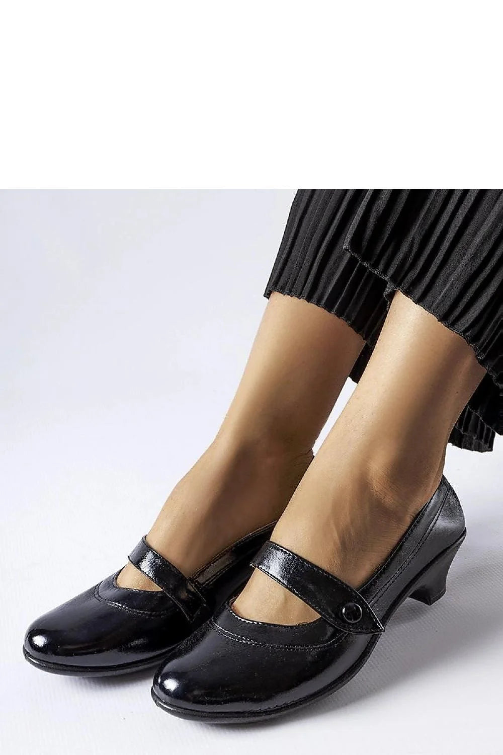Bottines Mary Jane femme talons bas cuir verni noir fermeture bride bout rond style rétro chic