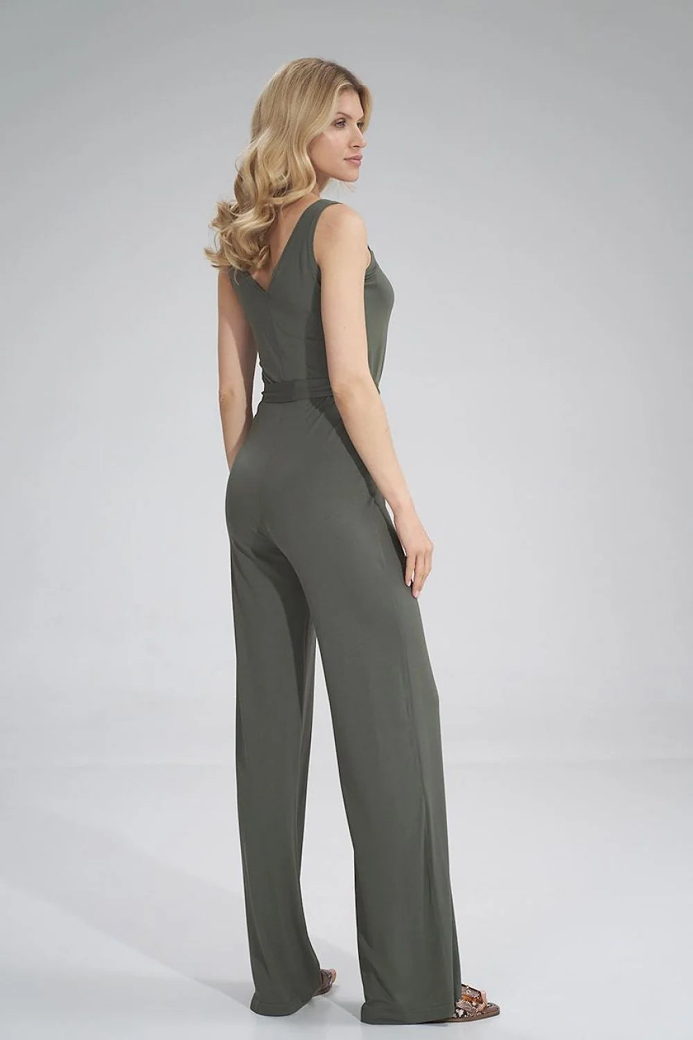 Combinaison femme élasthanne viscose élégante confortable bretelles larges ceinture intégrée jambes larges décontractée