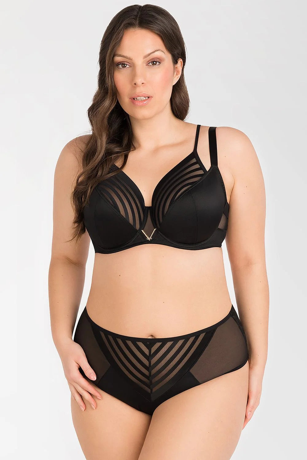 Soutien-gorge Gorsenia Soft Design Moderne Élégant Matériaux Mixtes Transparence Tissu Opaque Finitions Soignées Fermetures Ajustables Femme