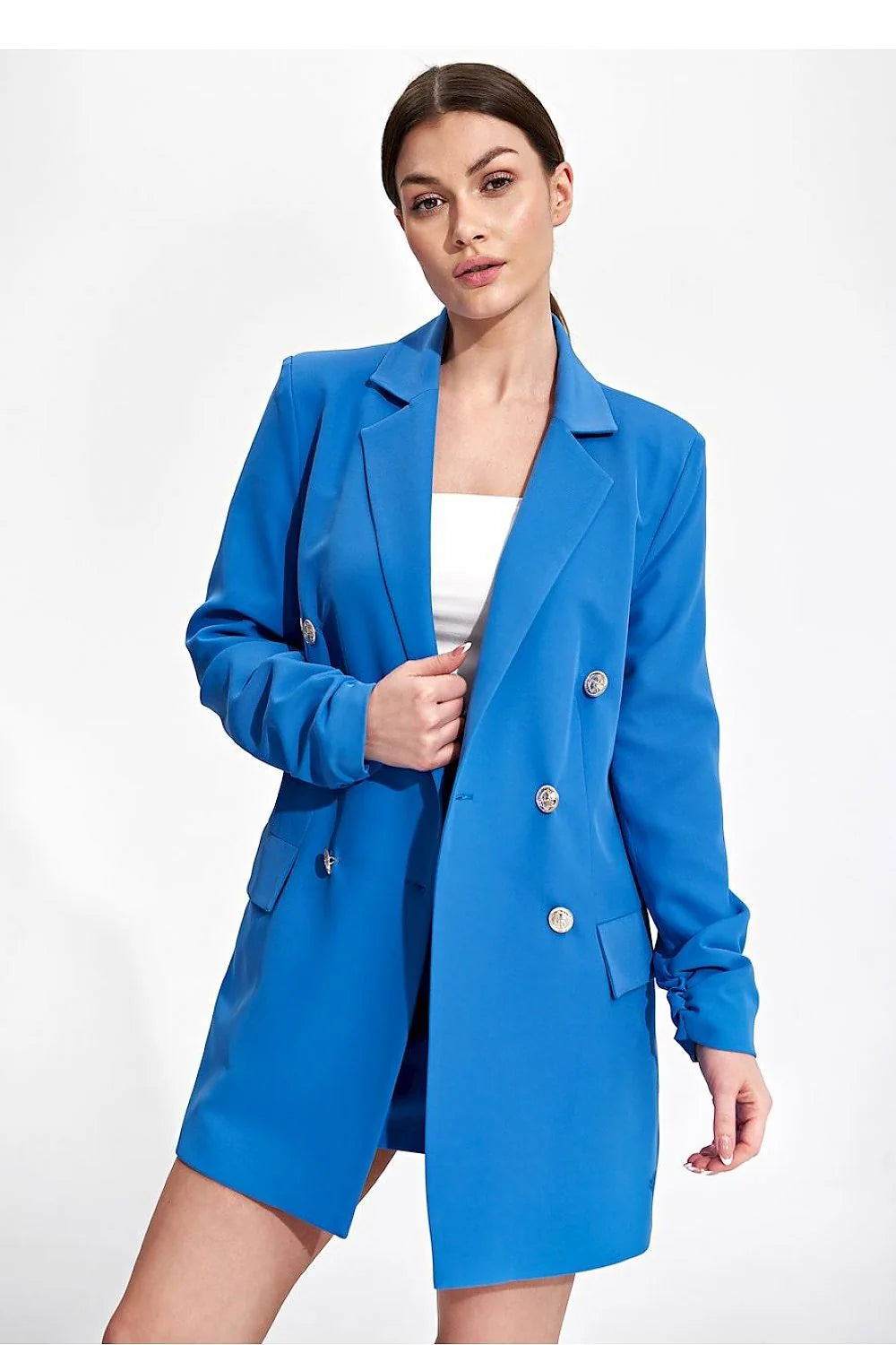 Blazer femme Figl veste moderne jupe courte fuchsia vibrant matériau souple polyester fibres similaires