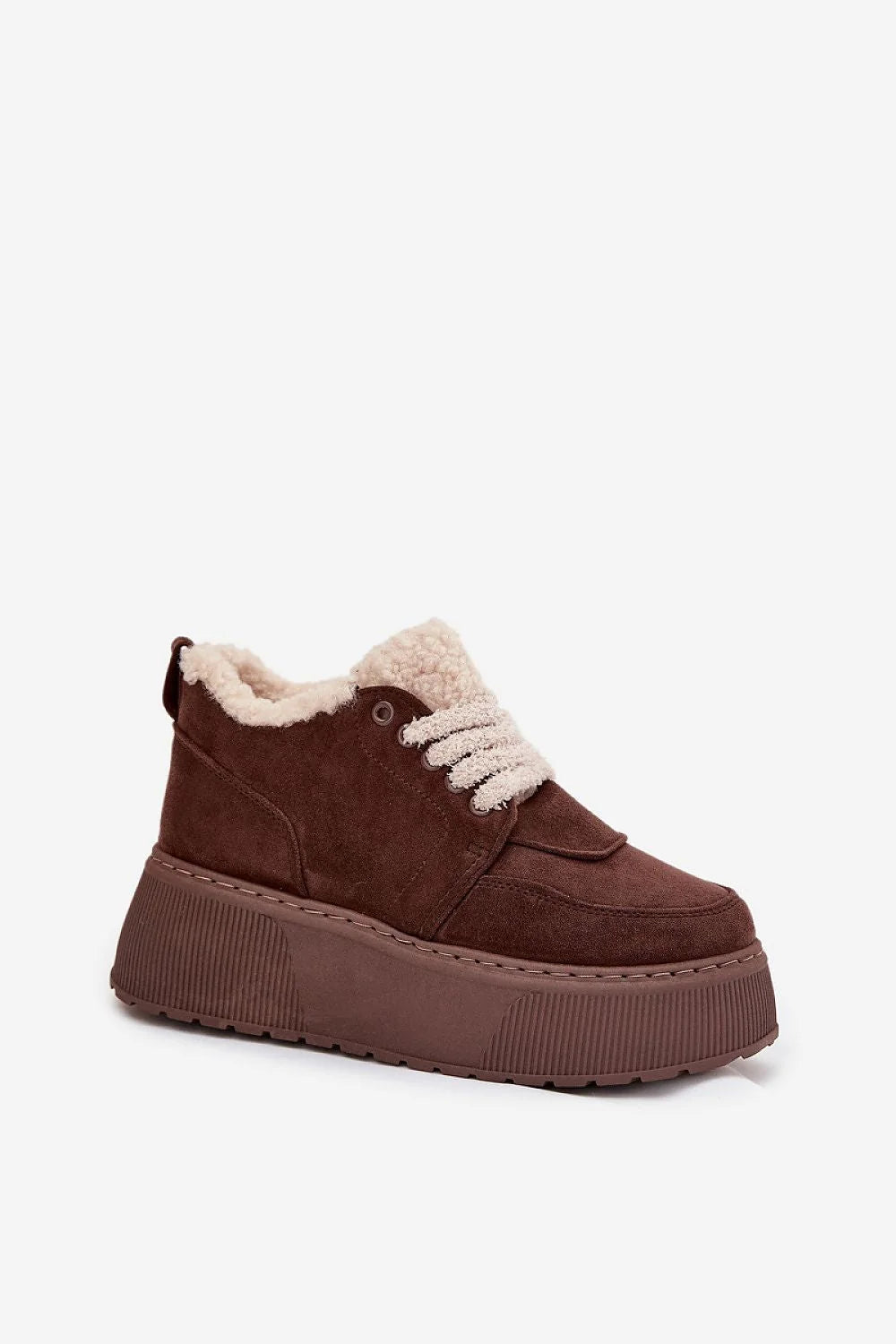 Bottes femmes suédine écologique confortables plateformes isolantes fourrure fermeture éclair lacets antidérapantes hiver