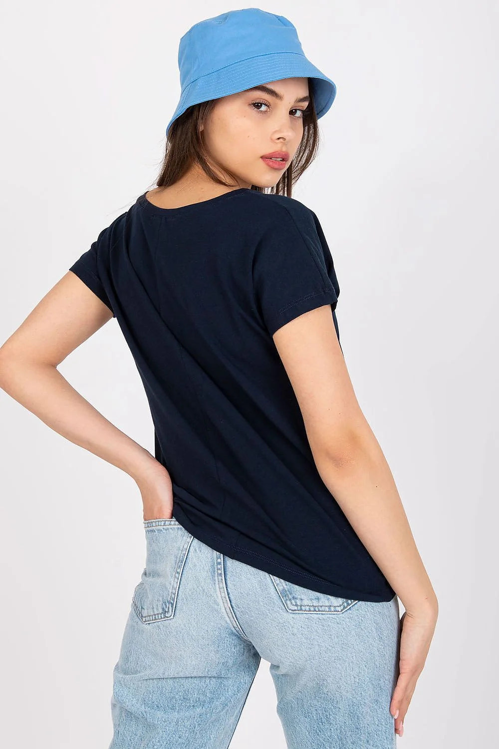 T-shirt femme loose manches courtes col V couleur verte vif coton elastane taille ajustable S M L XL XS