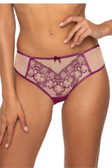 Culotte féminine élégante en tulle dentelle romaine couleur bordeaux taille basse ajustable culotte lingerie confortable femme