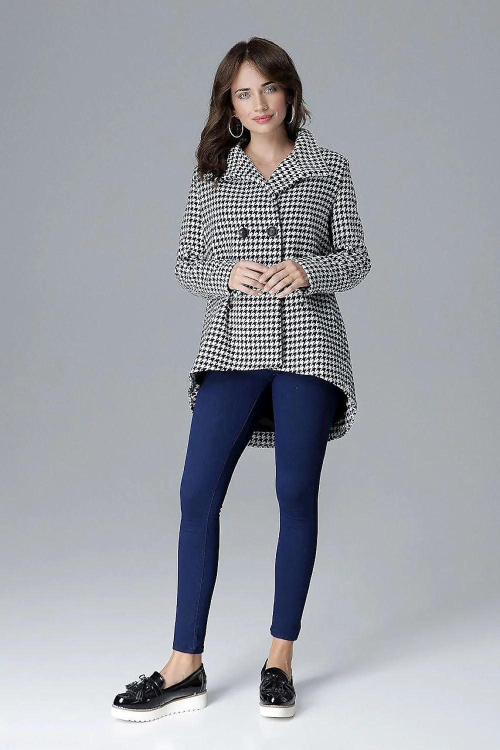 Veste pied-de-poule laine chic classique élégante automne pour femme moderne et audacieuse tendance