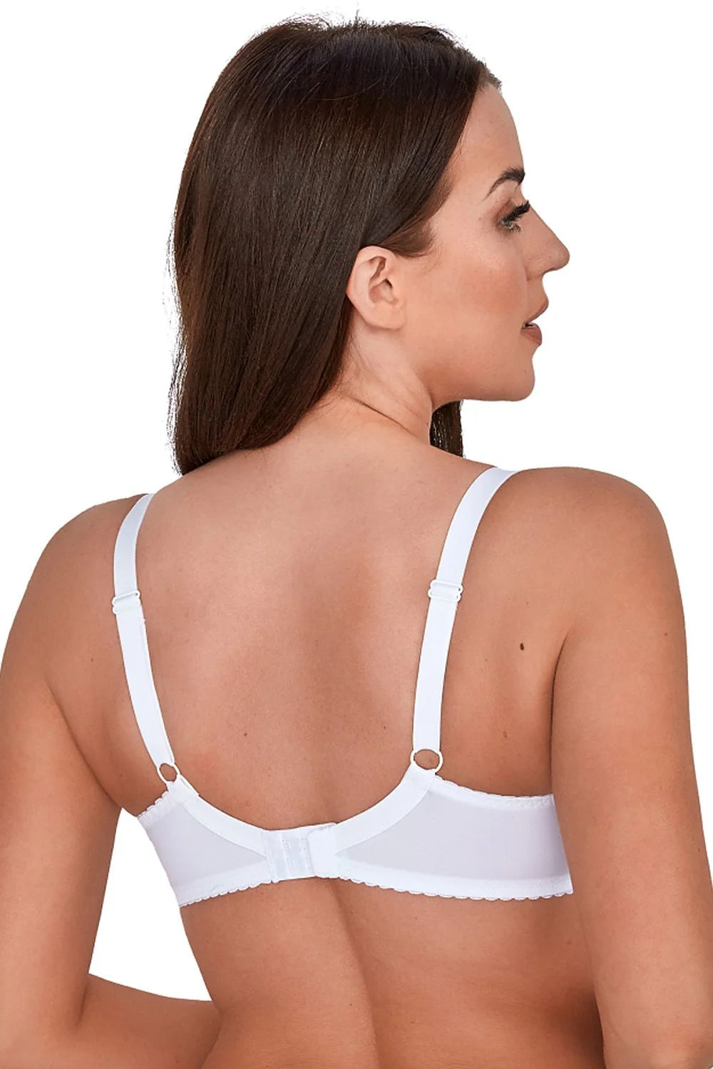 Soutien-gorge féminin élégant balconnet dentelle blanche motifs floraux microfibre ajustables maintien confort